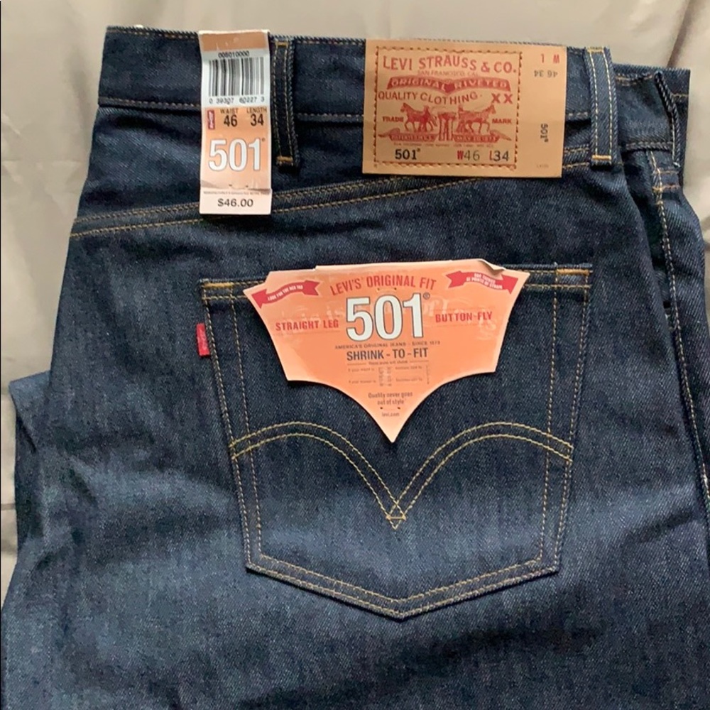 NWT 501 Levi’s B&T raw denim jean 46w 34L